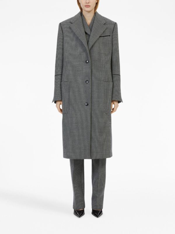 Browns Ferragamo Grey Checked Single-Breasted Coat | Browns Single Breasted Coats