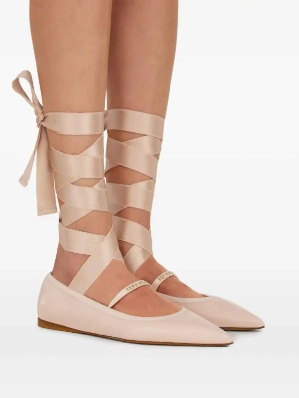 Browns Ferragamo Leather Ballet Flats | Browns Ballerina Shoes