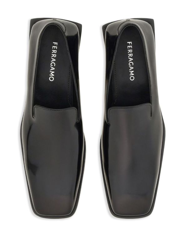 Browns Ferragamo Leather Square-Toe Loafers | Browns Loafers