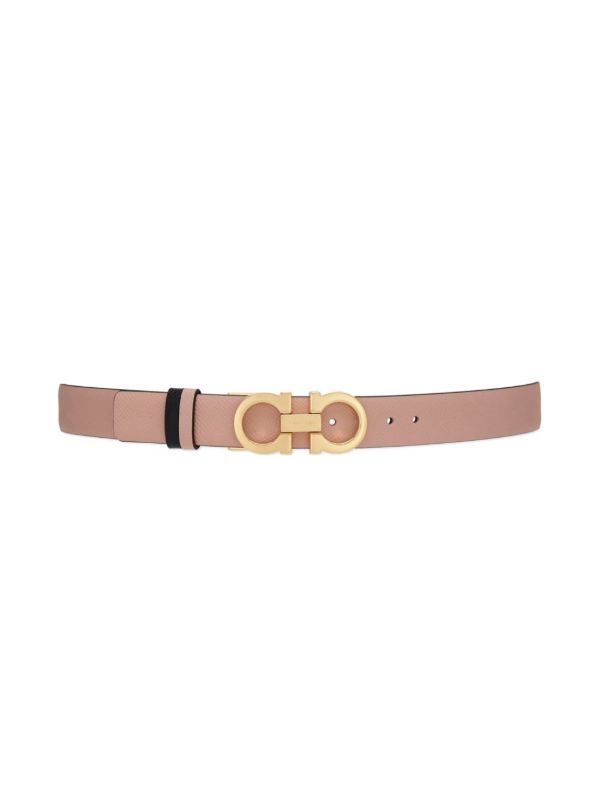 Browns Ferragamo Pink And Black Gancini Reversible Leather Belt | Browns Belts