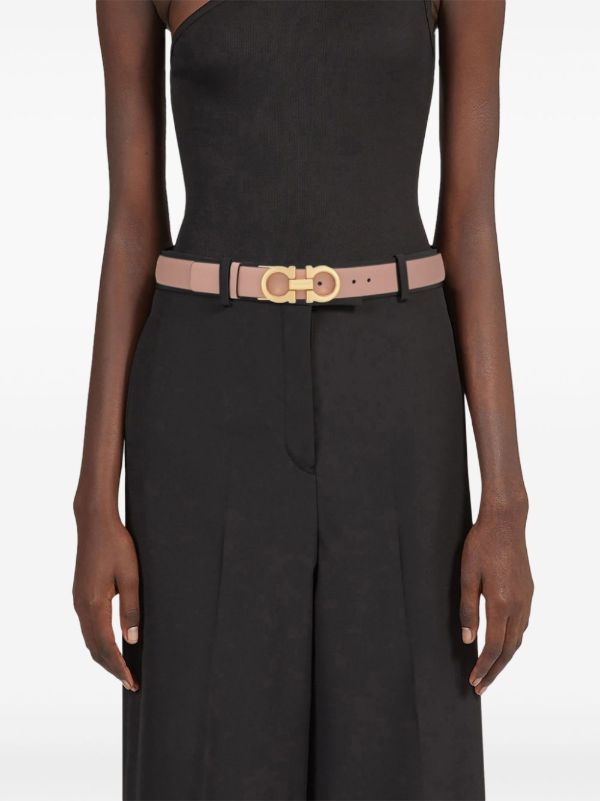 Browns Ferragamo Pink And Black Gancini Reversible Leather Belt | Browns Belts