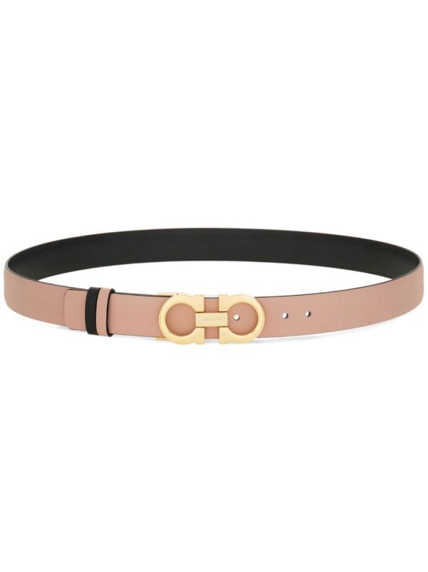 browns Ferragamo Pink And Black Gancini Reversible Leather Belt | Browns Belts