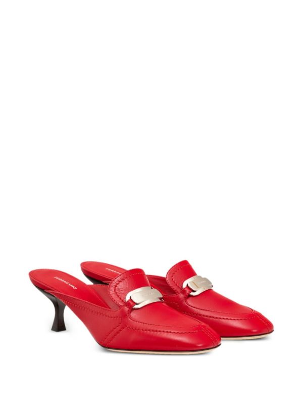 Browns Ferragamo Red New Vara Leather Mules | Browns Mules