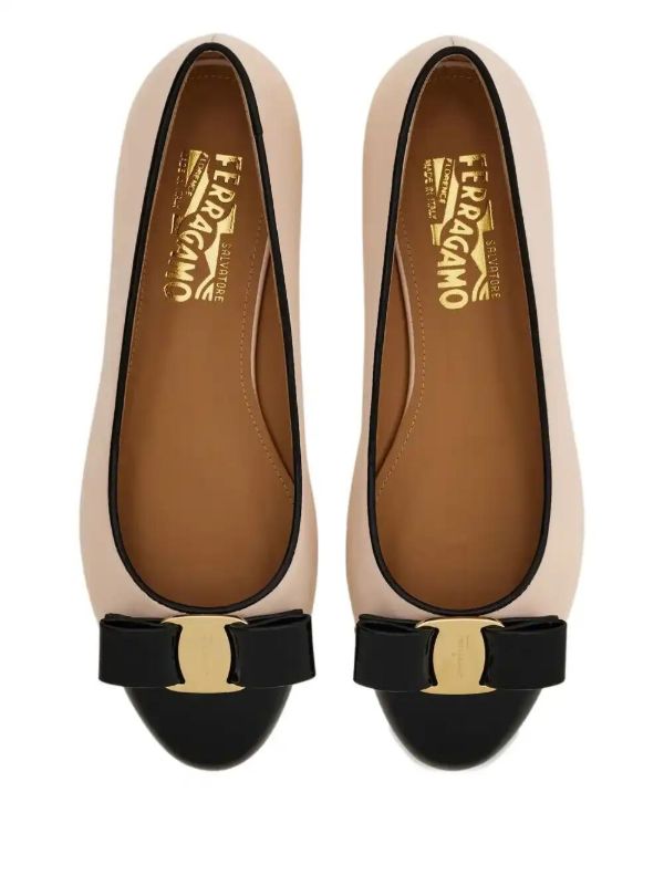 Browns Ferragamo Varina Leather Ballerina Shoes | Browns Ballerina Shoes