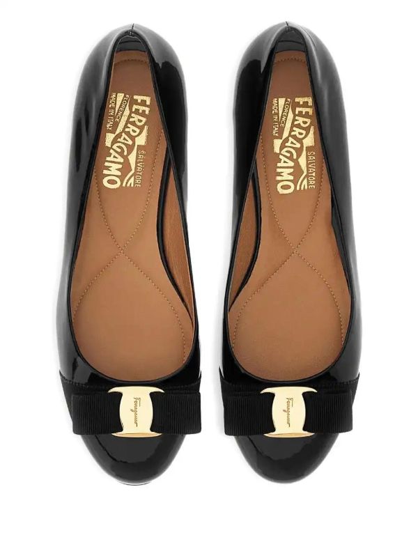 Browns Ferragamo Varina Patent Ballet Flats | Browns Ballerina Shoes