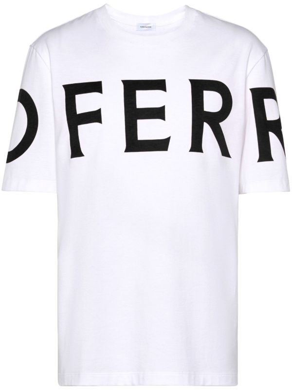 browns Ferragamo White Logo-Print Cotton T-shirt | Browns T-Shirts