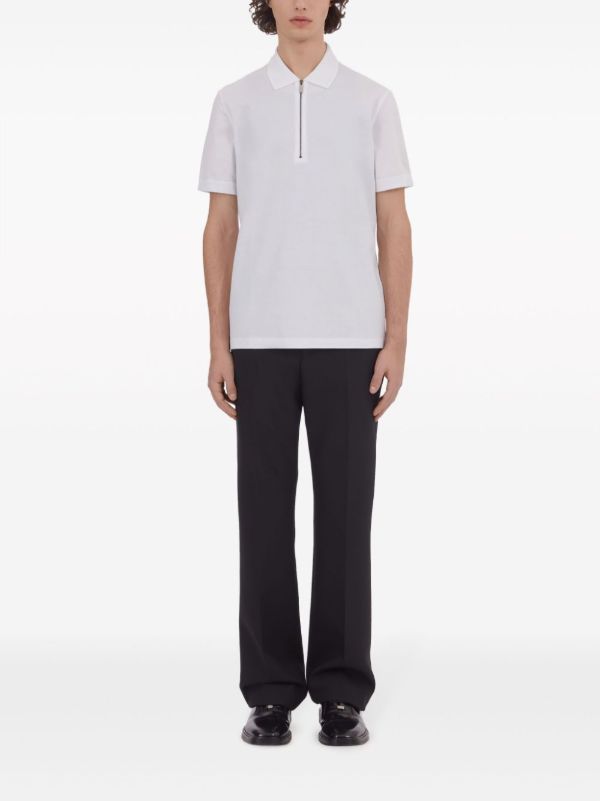 Browns Ferragamo White Short-Sleeve Cotton Polo Shirt | Browns Polo Shirts