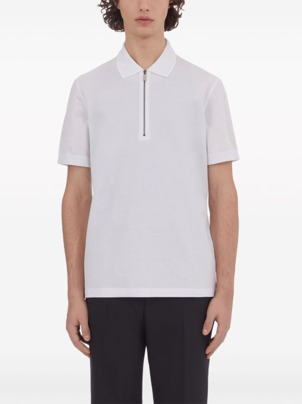Browns Ferragamo White Short-Sleeve Cotton Polo Shirt | Browns Polo Shirts
