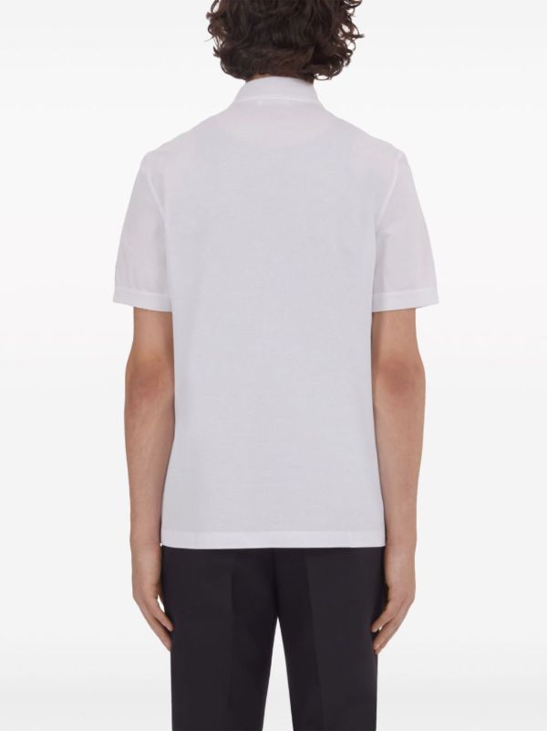 Browns Ferragamo White Short-Sleeve Cotton Polo Shirt | Browns Polo Shirts