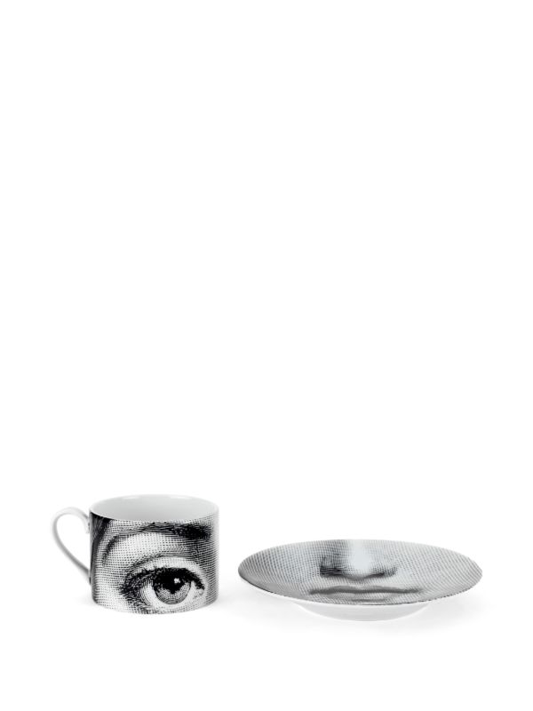 Browns Fornasetti Black Tema E Variazioni N1 Tea Cup | Browns Cups & Tea Sets