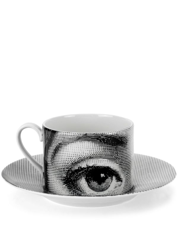 browns Fornasetti Black Tema E Variazioni N1 Tea Cup | Browns Cups & Tea Sets