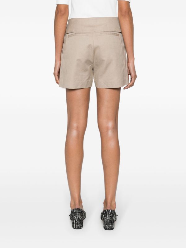 Browns FRAME Beige Foldover Waistband Minishorts | Browns Short & Mini Shorts
