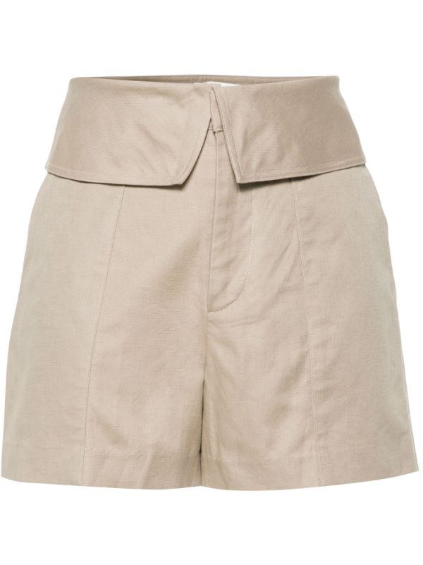 browns FRAME Beige Foldover Waistband Minishorts | Browns Short & Mini Shorts