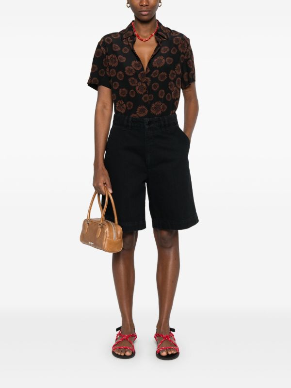 Browns FRAME Black Organic Cotton Denim Shorts | Browns Denim Shorts