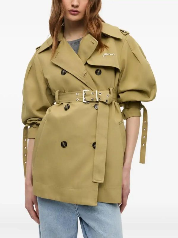 Browns GANNI Balloon-sleeve Trench Coat | Browns Trench Coats & Raincoats