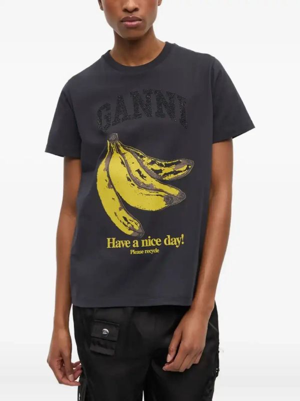 Browns GANNI Banana-print T-shirt | Browns T-Shirts & Jersey Shirts