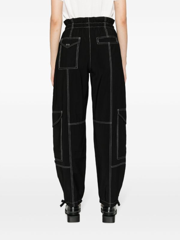 Browns GANNI Black Paperbag-Waist Cargo Trousers | Browns Cropped Pants