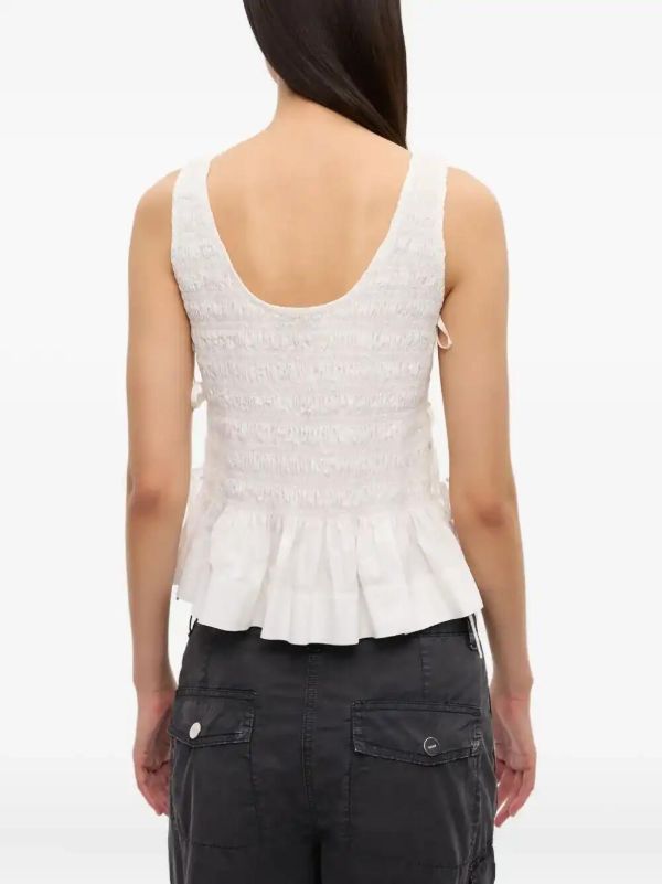 Browns GANNI Chambray Seersucker Top | Browns Vests & Tank Tops