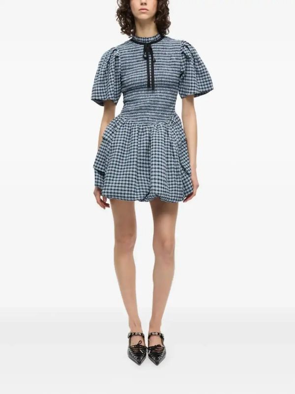 Browns GANNI Checked Seersucker Mini Dress | Browns Day Dresses