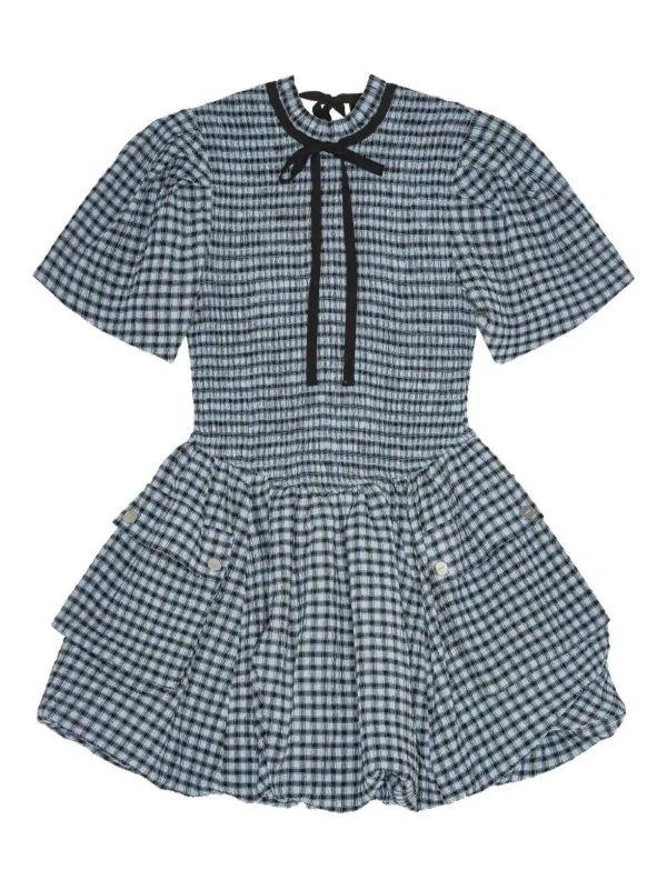 browns GANNI checked seersucker mini dress | Browns Day Dresses