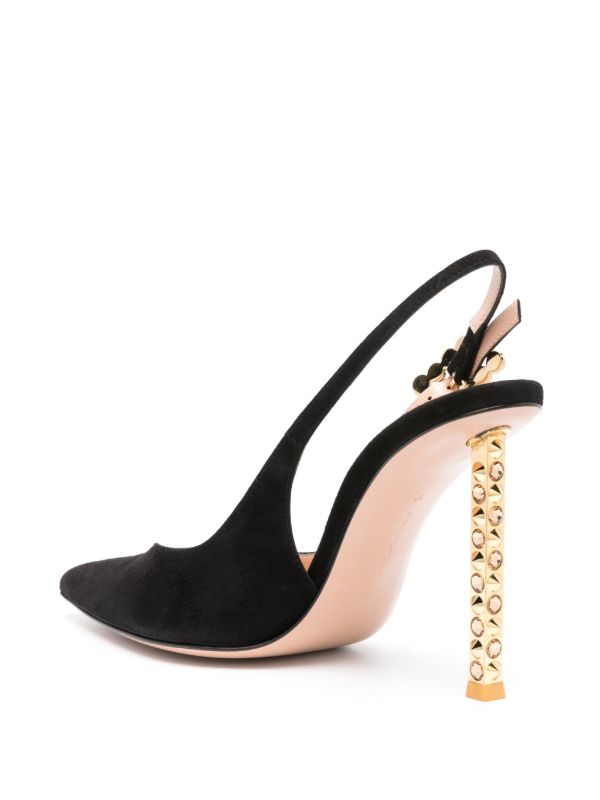 Browns Gianvito Rossi Black 110 Studded-Heel Slingback Pumps | Browns Pumps