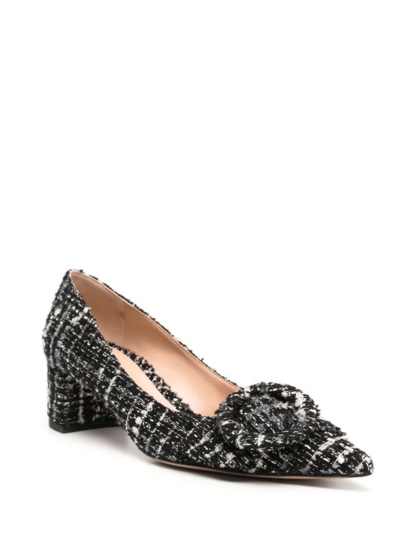 Browns Gianvito Rossi Black And White Buckle Detail Tweed Pumps | Browns Pumps