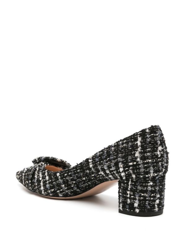 Browns Gianvito Rossi Black And White Buckle Detail Tweed Pumps | Browns Pumps