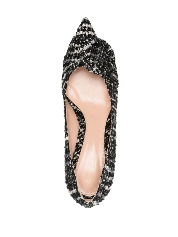 Browns Gianvito Rossi Black And White Buckle Detail Tweed Pumps | Browns Pumps