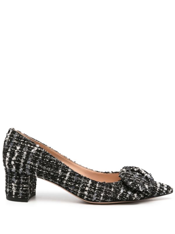 browns Gianvito Rossi Black And White Buckle Detail Tweed Pumps | Browns Pumps