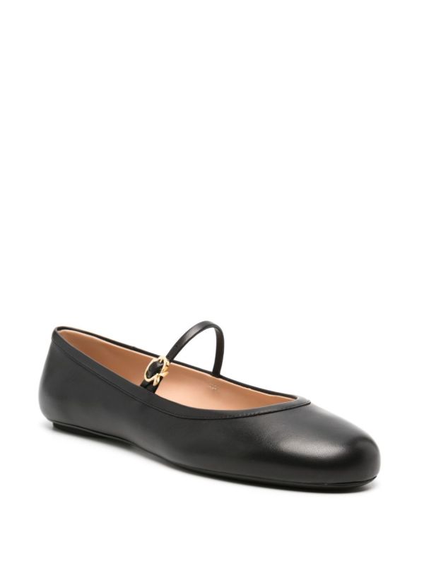 Browns Gianvito Rossi Black Carla Leather Ballet Pumps | Browns Ballerina Shoes