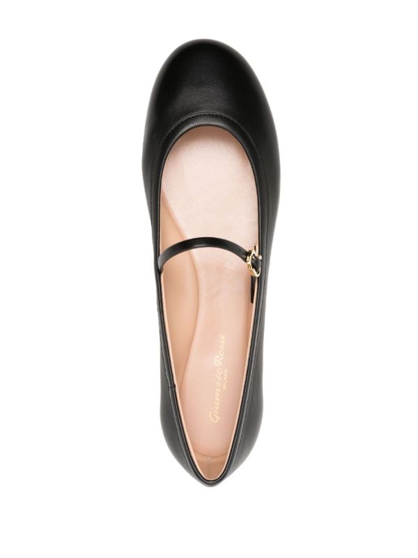 Browns Gianvito Rossi Black Carla Leather Ballet Pumps | Browns Ballerina Shoes
