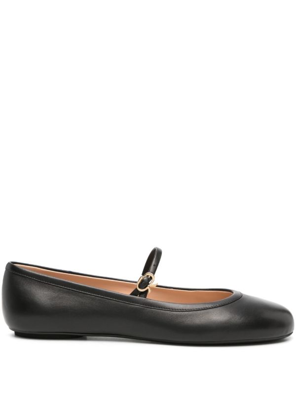 browns Gianvito Rossi Black Carla Leather Ballet Pumps | Browns Ballerina Shoes