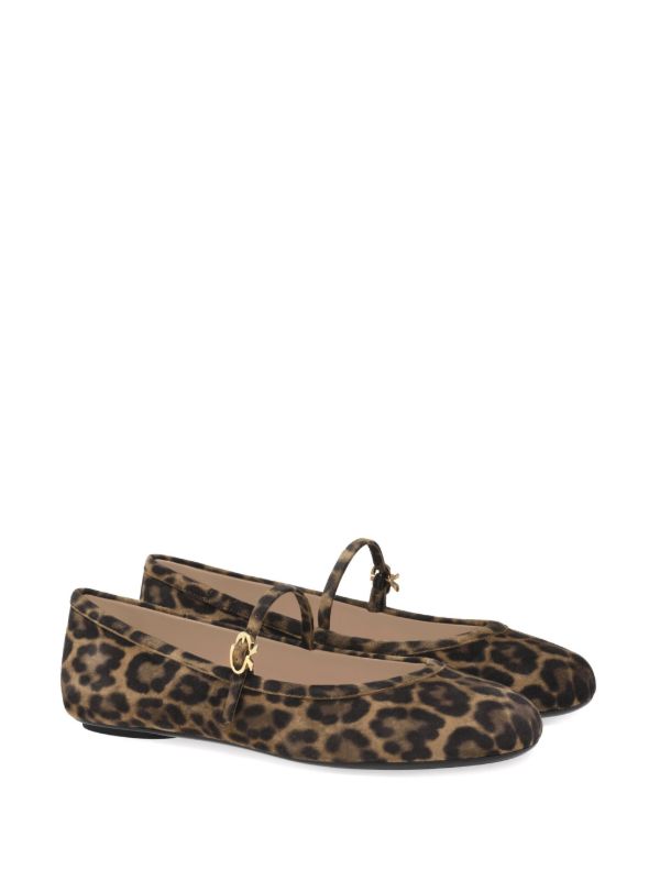 Browns Gianvito Rossi Brown Carla Leopard-Print Suede Ballet Pumps | Browns Ballerina Shoes