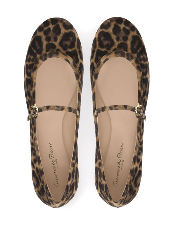 Browns Gianvito Rossi Brown Carla Leopard-Print Suede Ballet Pumps | Browns Ballerina Shoes