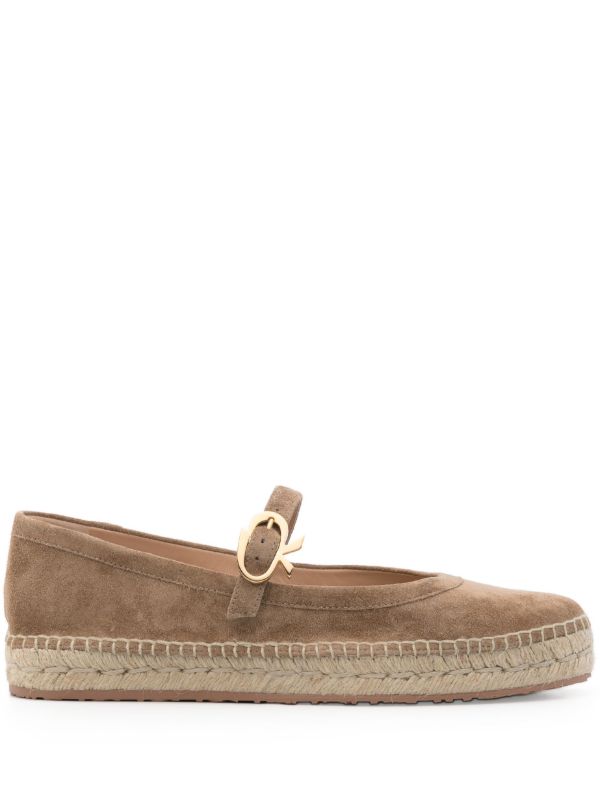 browns Gianvito Rossi Brown Elda Suede Espadrilles | Browns Espadrilles