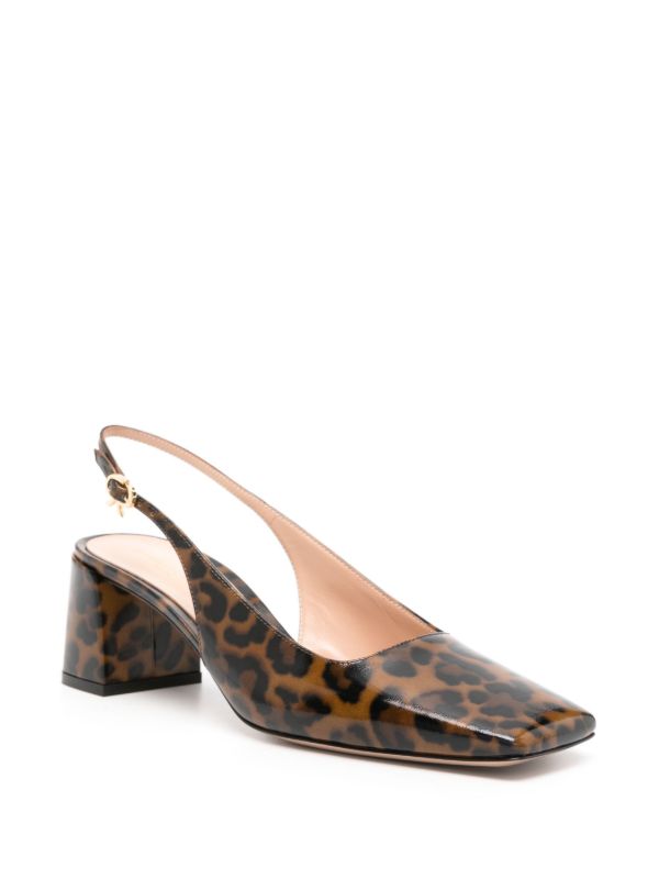 Browns Gianvito Rossi Brown Leopard Print Matte Leather Sling-Back Pumps | Browns Pumps