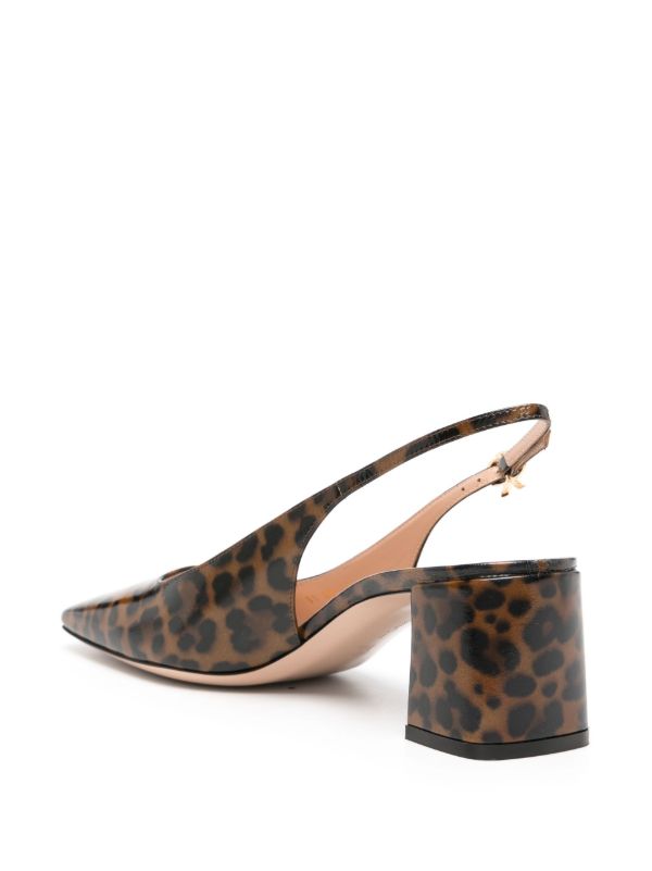 Browns Gianvito Rossi Brown Leopard Print Matte Leather Sling-Back Pumps | Browns Pumps
