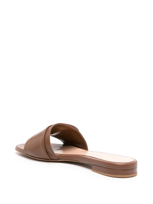 Browns Gianvito Rossi Brown Venezia Flat Leather Sandals | Browns Sandals
