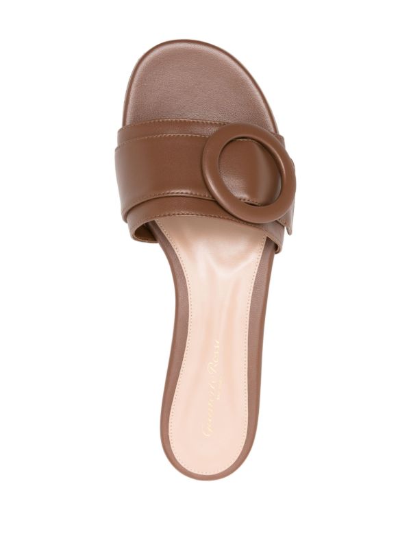 Browns Gianvito Rossi Brown Venezia Flat Leather Sandals | Browns Sandals