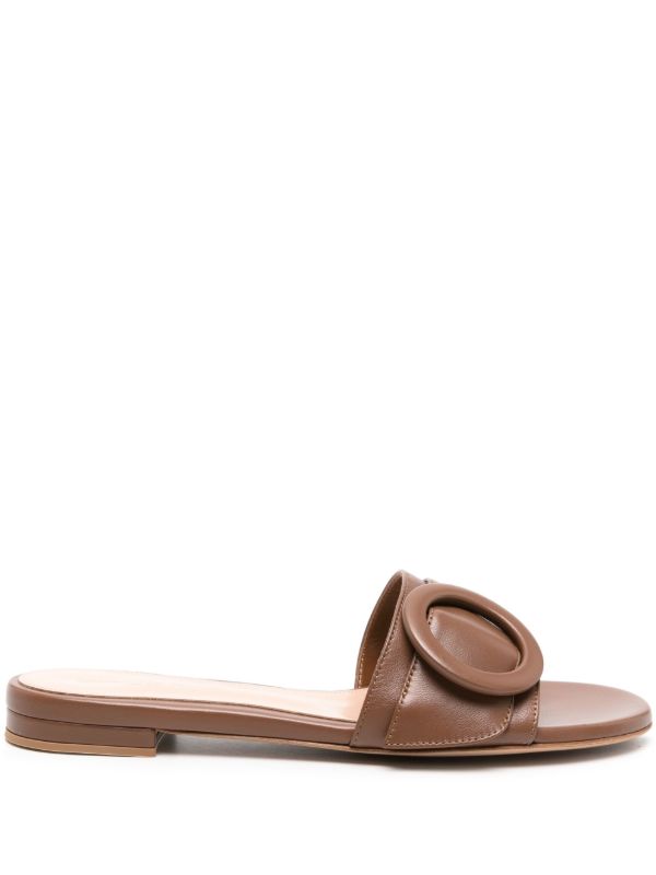 browns Gianvito Rossi Brown Venezia Flat Leather Sandals | Browns Sandals