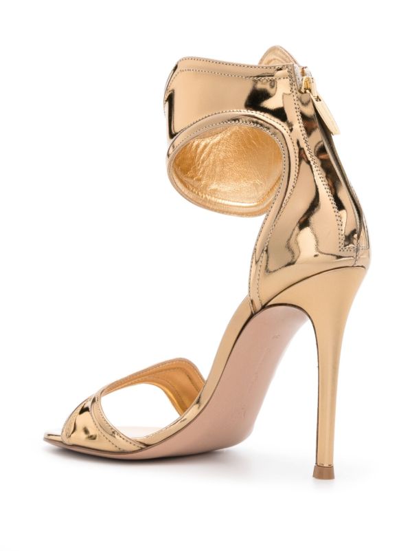 Browns Gianvito Rossi Gold Lucrezia 105 Leather Sandals | Browns Sandals