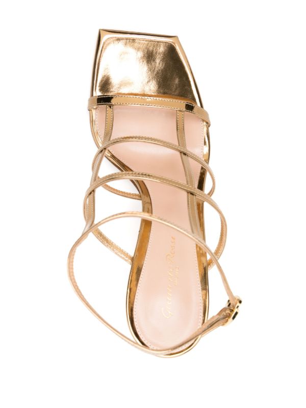 Browns Gianvito Rossi Gold-Tone Caged 95mm Patent Leather Sandals | Browns Sandals