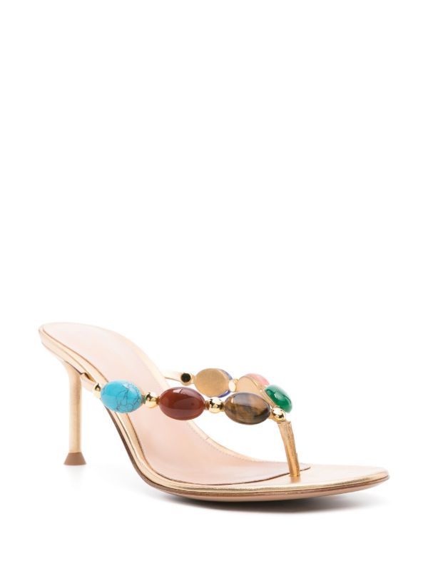 Browns Gianvito Rossi Gold-Tone Shanti 70 Leather Sandals | Browns Sandals
