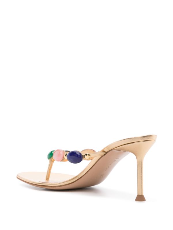 Browns Gianvito Rossi Gold-Tone Shanti 70 Leather Sandals | Browns Sandals