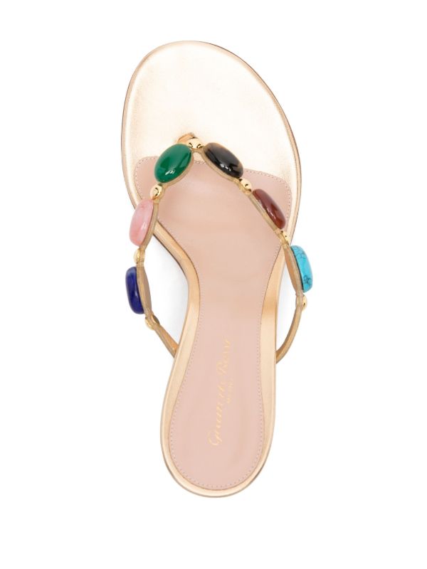 Browns Gianvito Rossi Gold-Tone Shanti 70 Leather Sandals | Browns Sandals