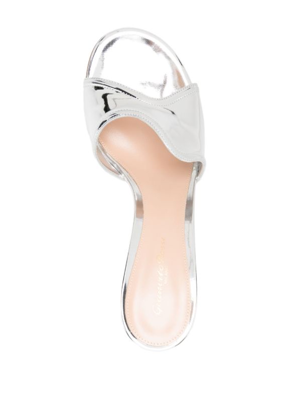 Browns Gianvito Rossi Silver-Tone Curved Upper Leather Mules | Browns Mules