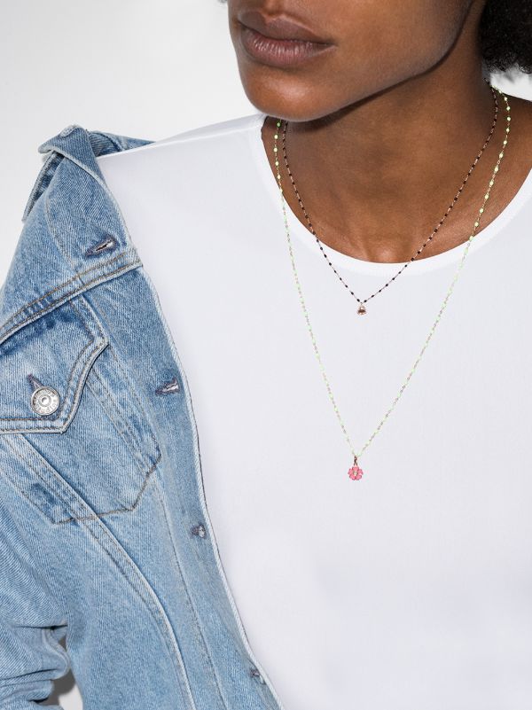 Browns Gigi Clozeau 18K Rose Gold 42 CM Heart Beaded Necklace | Browns Fine Necklaces