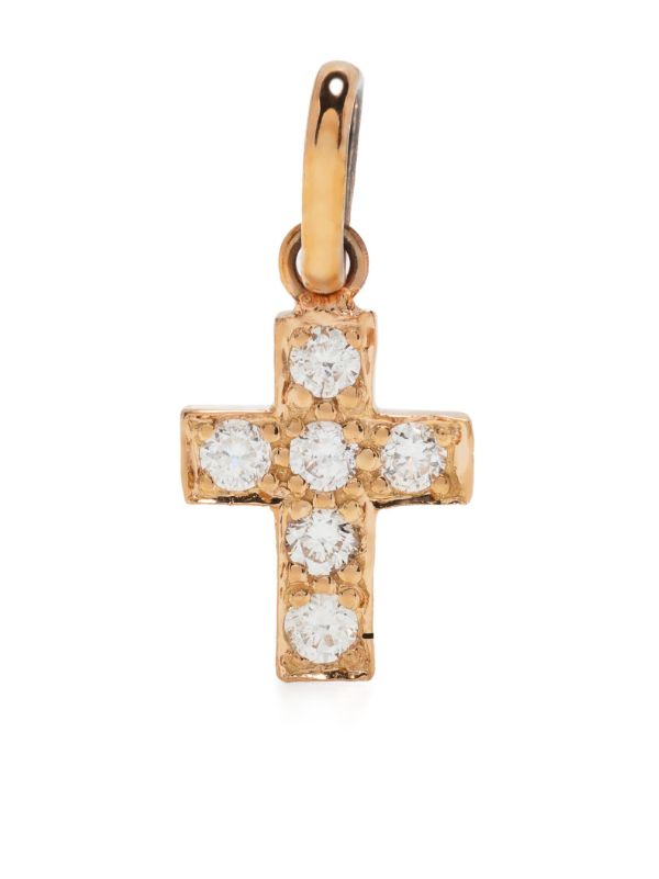 browns Gigi Clozeau 18K Rose Gold Cross Diamond Pendant | Browns Fine Charms