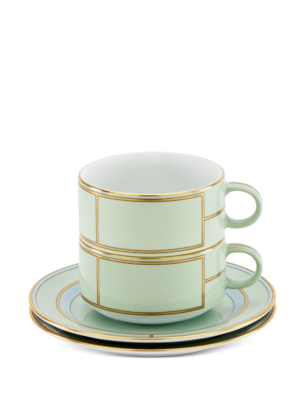 Browns GINORI 1735 Green Diva Porcelain Tea Set | Browns Cups & Tea Sets