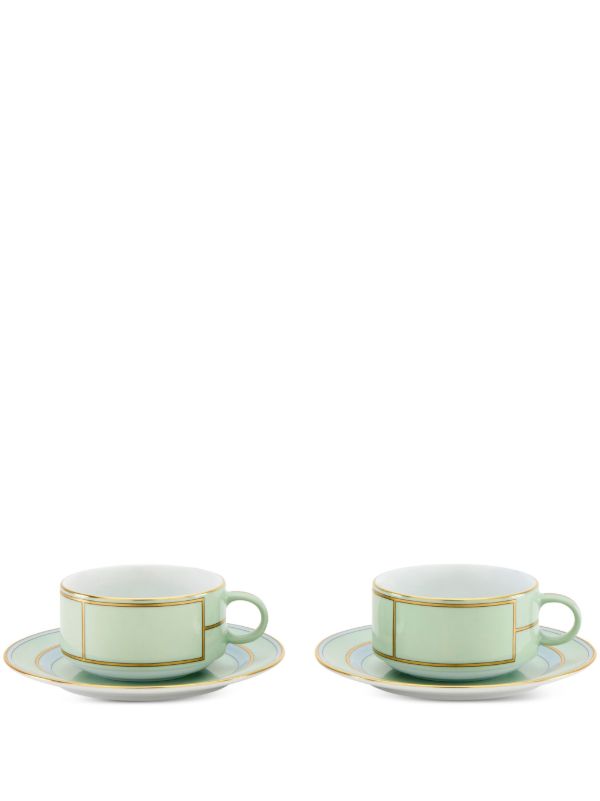 browns GINORI 1735 Green Diva Porcelain Tea Set | Browns Cups & Tea Sets